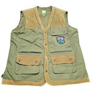 Regatta Field Utility Vest XL Green Brown Corduroy Trim‎ Y2K Heritage Outdoors